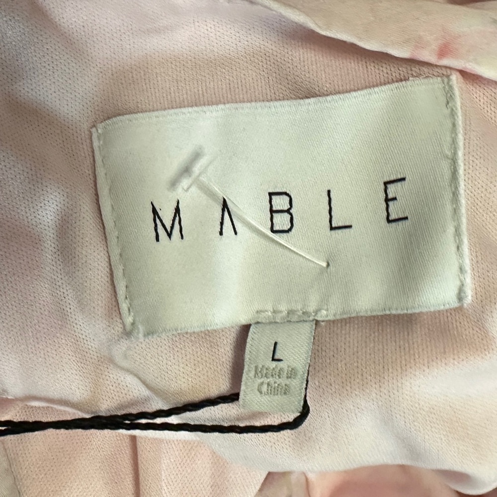 Mable Blush Pink flirty feminine floral rusched dress size Large L new - Picture 3 of 14